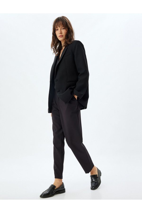 Koton Koton High Waist Pocket Carrot Cut Fabric Trousers