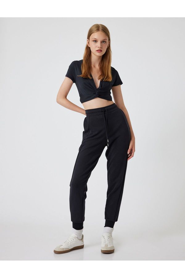 Koton Koton High Waist Seam Detailed Drawstring Waist Pocket Jogger Sweatpants