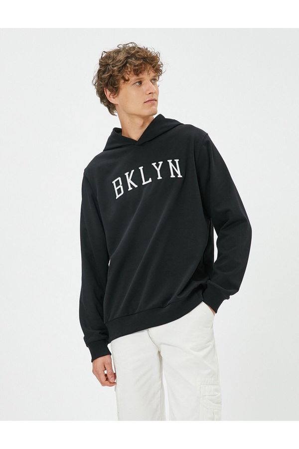 Koton Koton Hooded College Sweat Motto Embroidered Long Sleeve