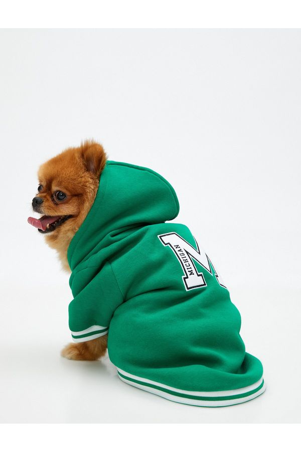 Koton Koton Hooded Dog Sweatshirt Embroidered With Fleece Inside