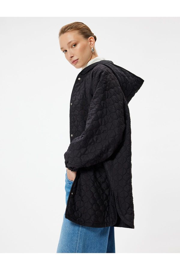 Koton Koton Hooded Pocketed Buttoned Quilted Oversize Coat