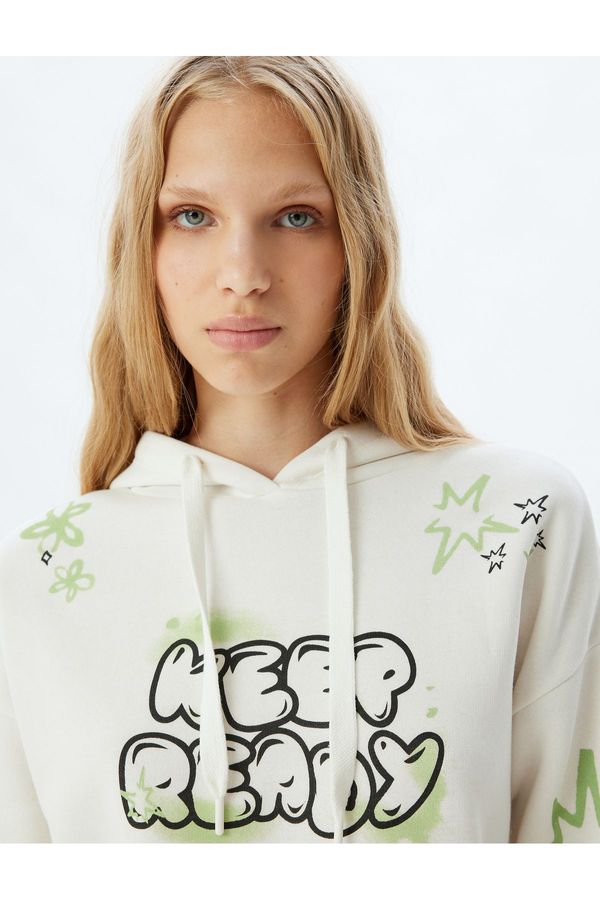 Koton Koton Hooded Sweatshirt Slogan Printed Comfortable Fit