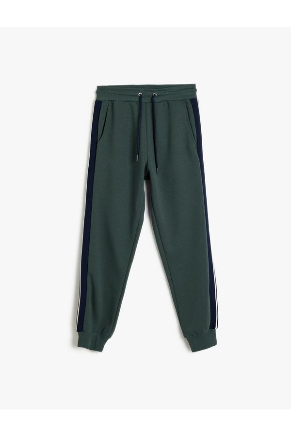Koton Koton Jogger Pocketed Waist Tied Cotton Blend Color Block Sports Sweatpants