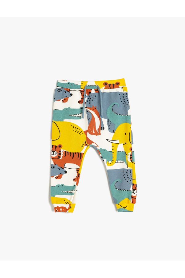 Koton Koton Jogger Sweatpants Tie Waist Animals Printed Cotton