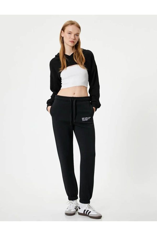 Koton Koton Jogger Sweatpants with Lace Waist Printed Pocket