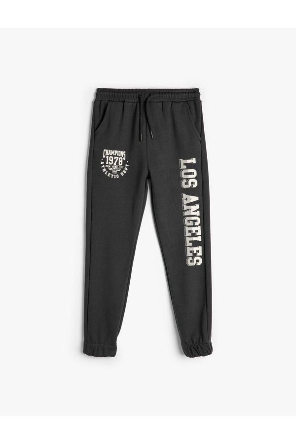 Koton Koton Jogger Sweatpants with Print Detail, Tie Waist and Pocket