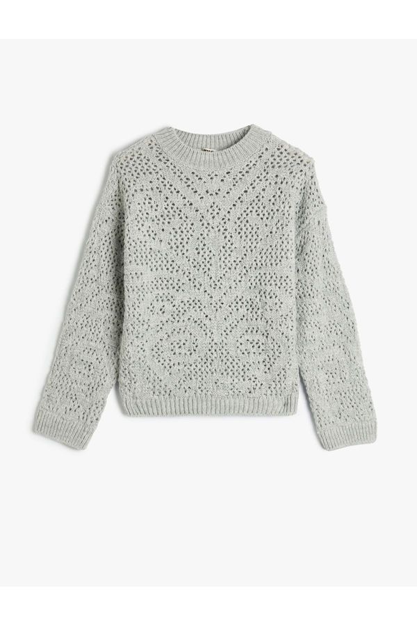 Koton Koton Knit Sweater Openwork Round Neck Long Sleeve