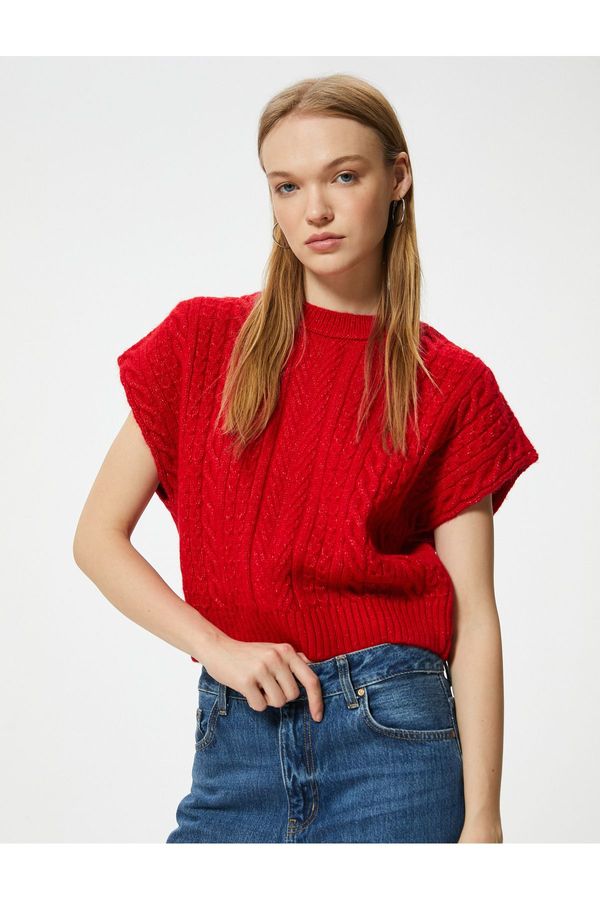 Koton Koton Knitted Textured Sweater Crew Neck Bat Sleeve