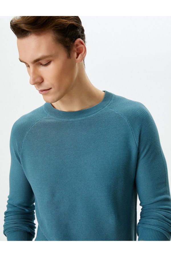 Koton Koton Knitwear Sweater Basic Crew Neck Raglan Sleeve Cotton