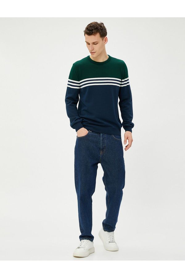 Koton Koton Knitwear Sweater Color Blocked Crew Neck