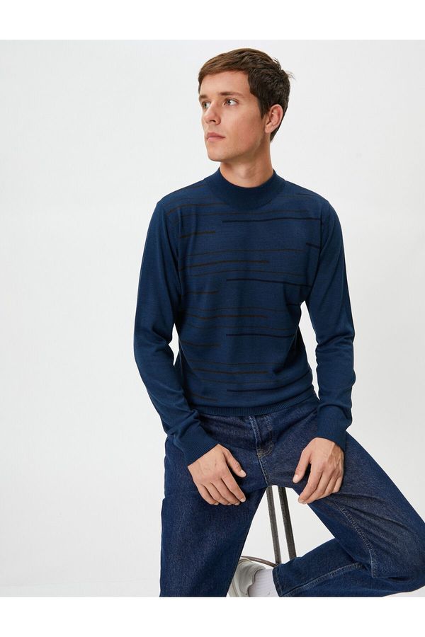 Koton Koton Knitwear Sweater Half Turtleneck Slim Fit Striped Pattern
