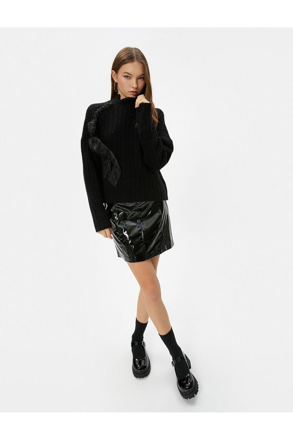 Koton Koton Knitwear Sweater Tulle Detailed High Neck Long Sleeve