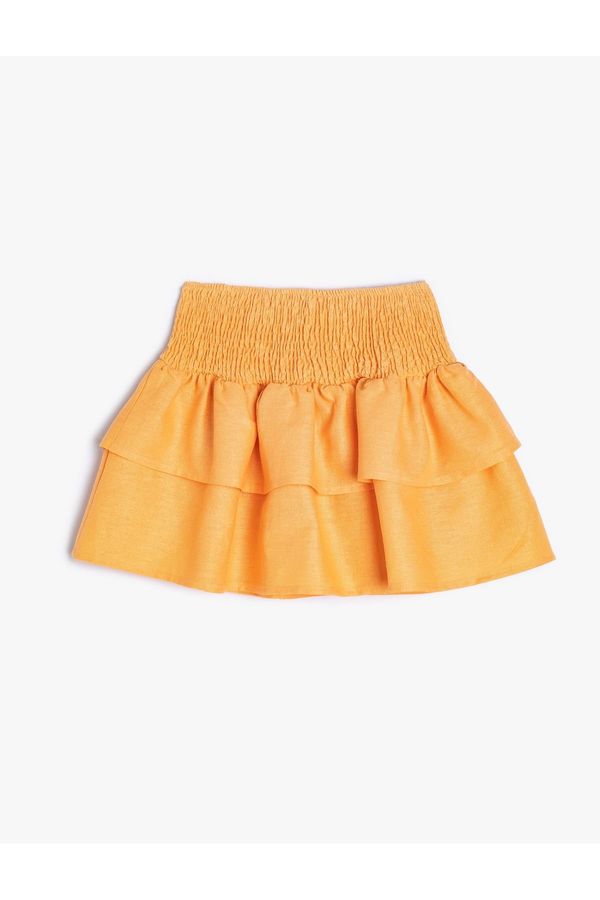 Koton Koton KT - Linen Skirt with Elastic Waist and Gipe Detail