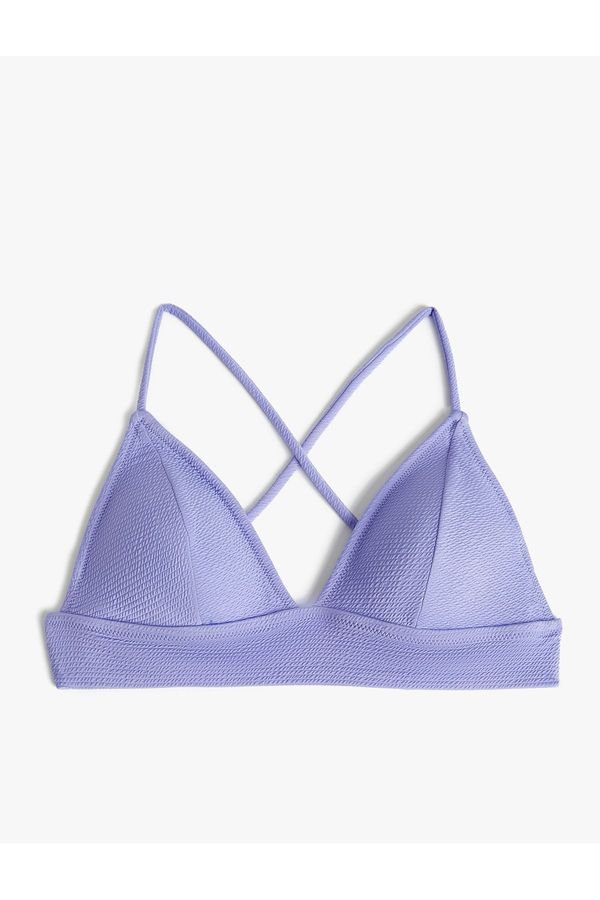 Koton Koton KT - Triangle Bikini Top Textured Cross Strap Covered