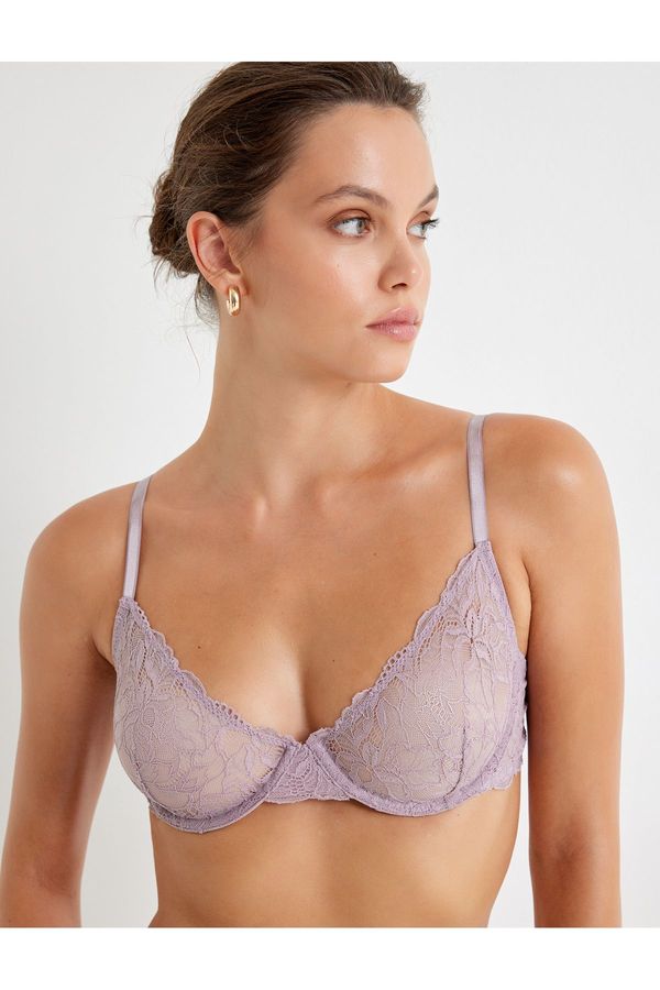 Koton Koton Lace Bra Transparent Underwire Non-Padded