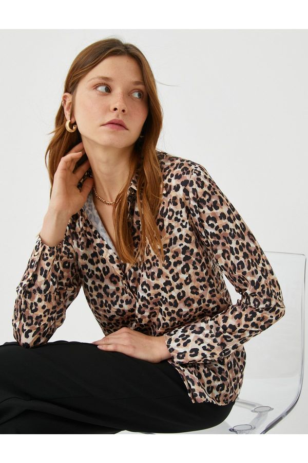 Koton Koton Leopard Pattern Shirt Long Sleeved, Comfortable Cut