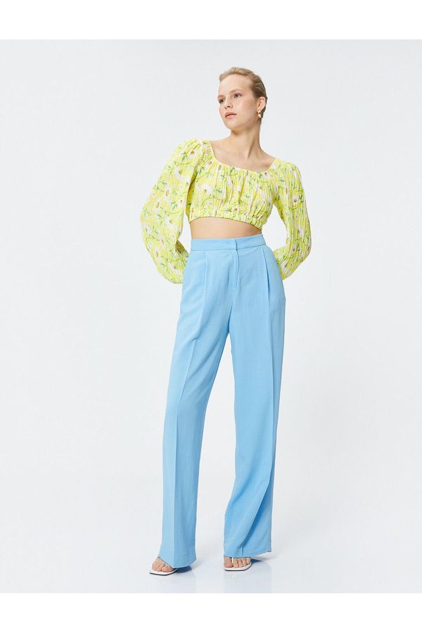 Koton Koton Linen Blended Wide Leg Trousers