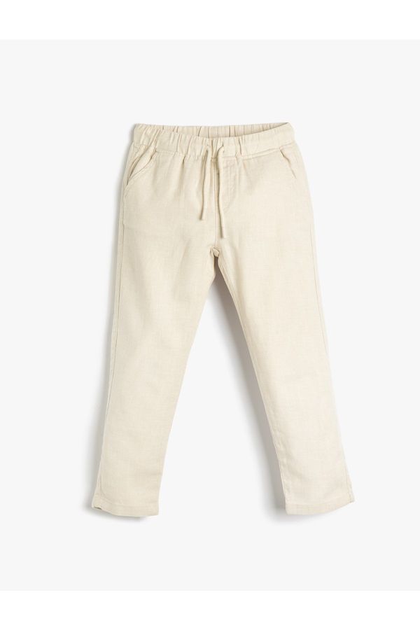 Koton Koton Linen Pants with Tie Waist, Pockets, Comfortable Cut.