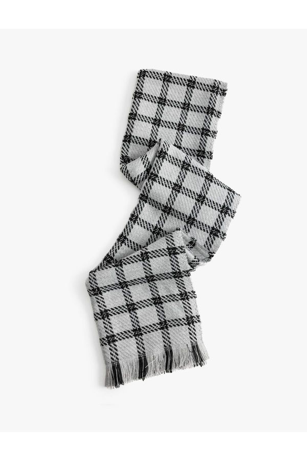 Koton Koton Long Scarf Tasseled Plaid Soft Texture