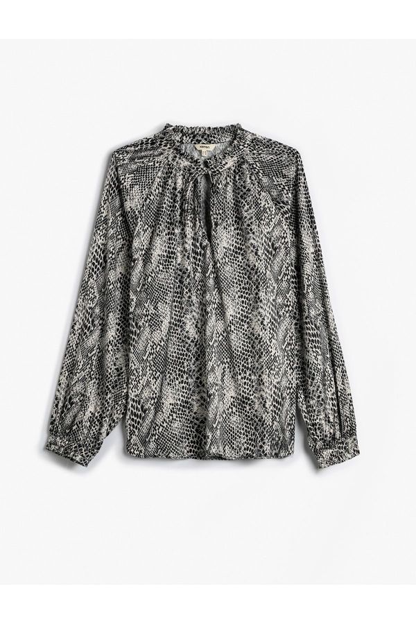 Koton Koton Long Sleeve Blouse Snakeskin Pattern Window Detail