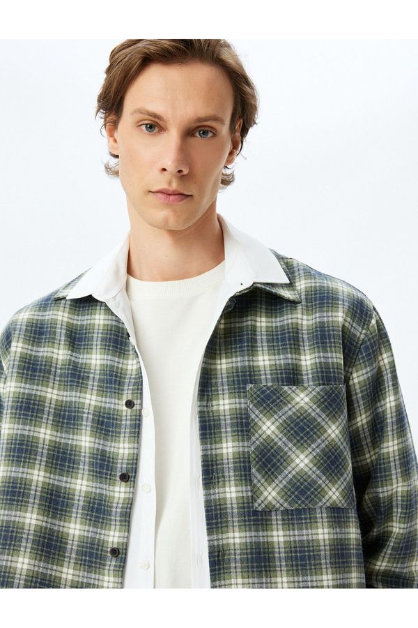 Koton Koton Long Sleeve Pocket Cotton Blend Lumberjack Shirt