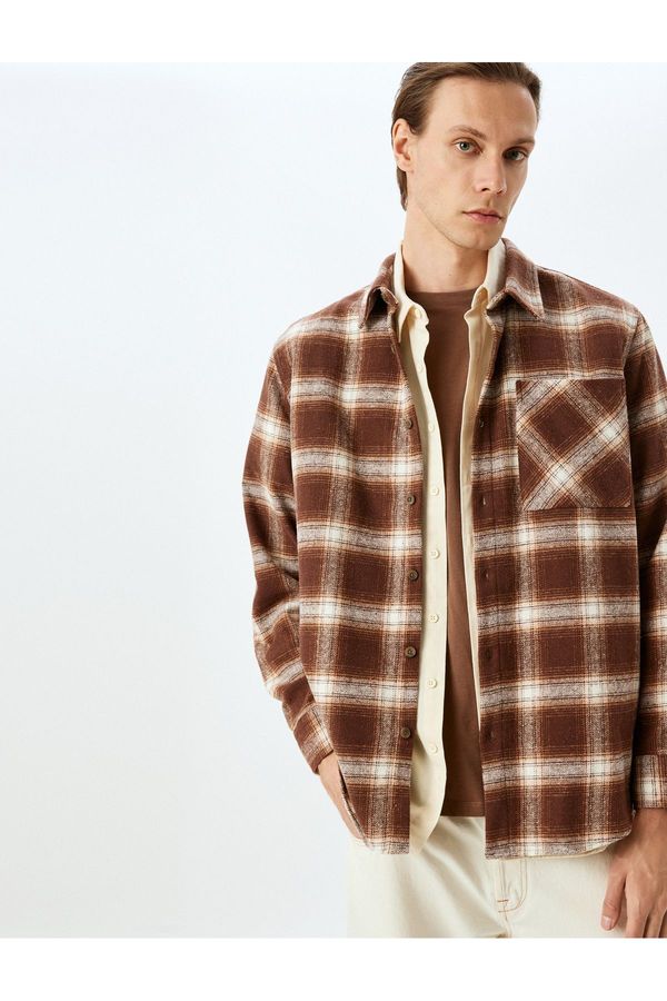 Koton Koton Long Sleeve Pocket Detail Plaid Lumberjack Shirt