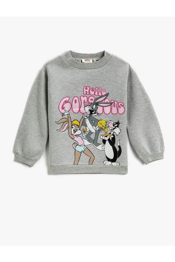 Koton Koton Looney Tunes Printed Sweatshirt Licensed Half Turtleneck Long Sleeve