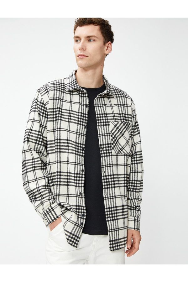 Koton Koton Lumberjack Shirt with a Classic Collar, Pocket Detailed and Long Sleeves.