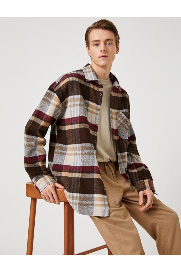 Koton Koton Lumberjack Shirt with Pocket Detailed Classic Collar Long Sleeve