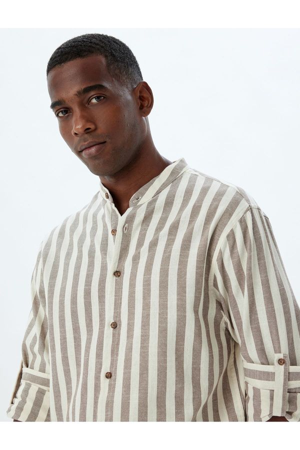 Koton Koton Mandarin Collar Shirt Long Sleeve Cotton