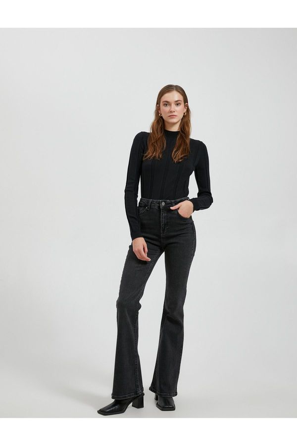 Koton Koton mehka teksturirana pletenina pulover Turtleneck