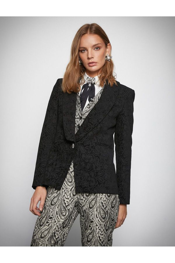 Koton Koton Melis Ağazat X - Jacquard Pocket Detailed Blazer Jacket