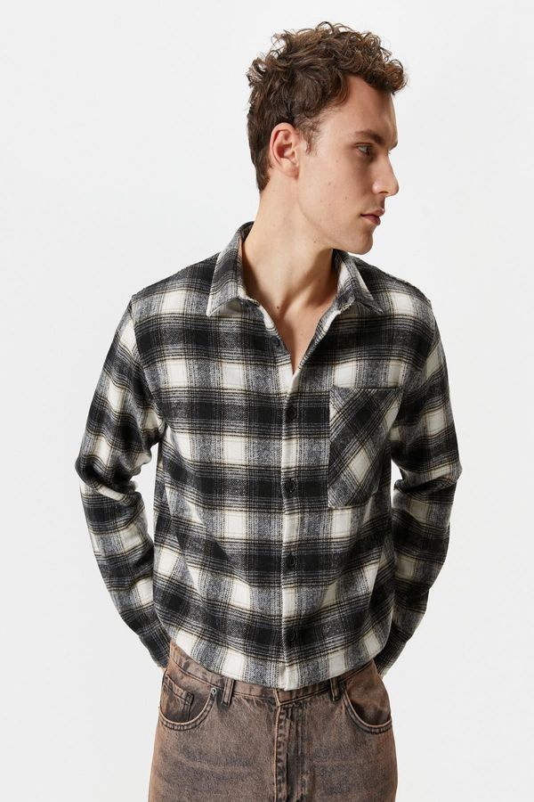 Koton Koton Men's Ecru Plaid Shirt