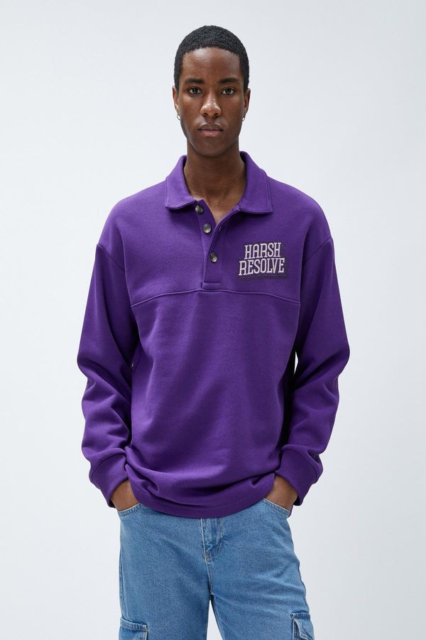 Koton Koton Men's Eggplant Purple Sweatshirt