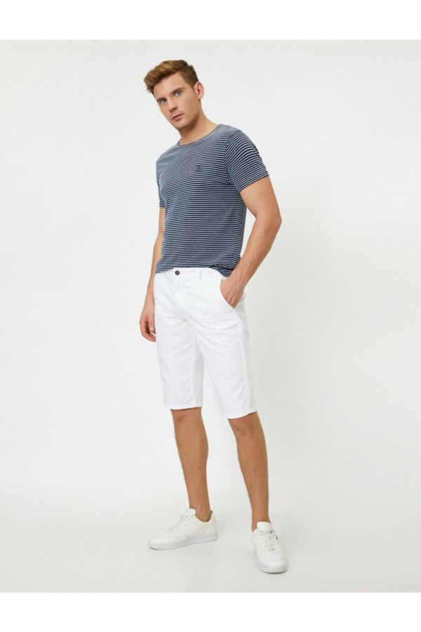 Koton Koton Men's White Pocket Detailed Shorts