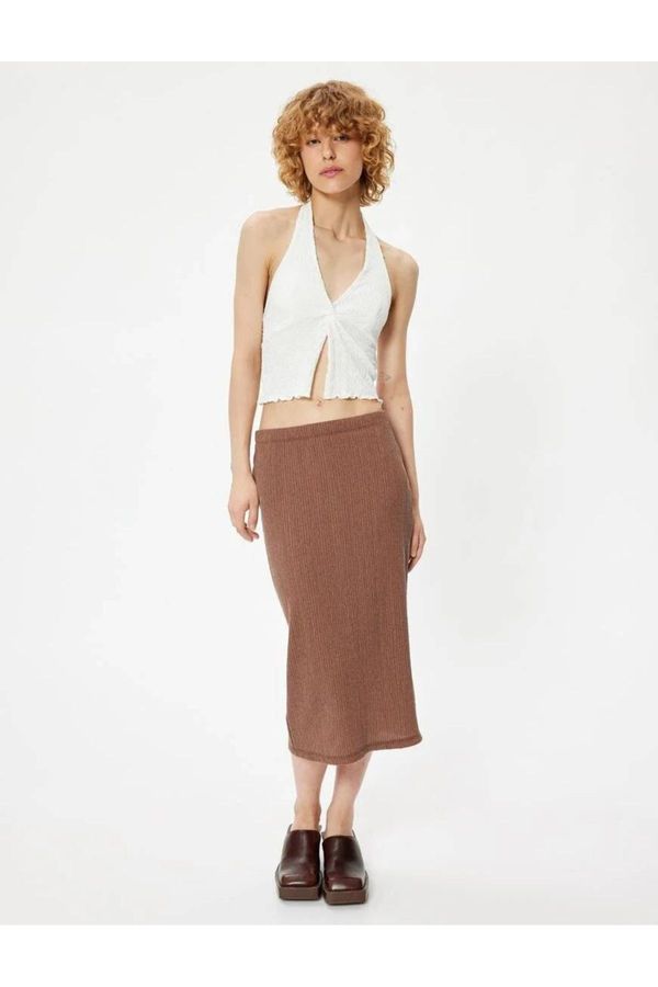 Koton Koton Midi Pencil Skirt Wrapped Elastic Waist