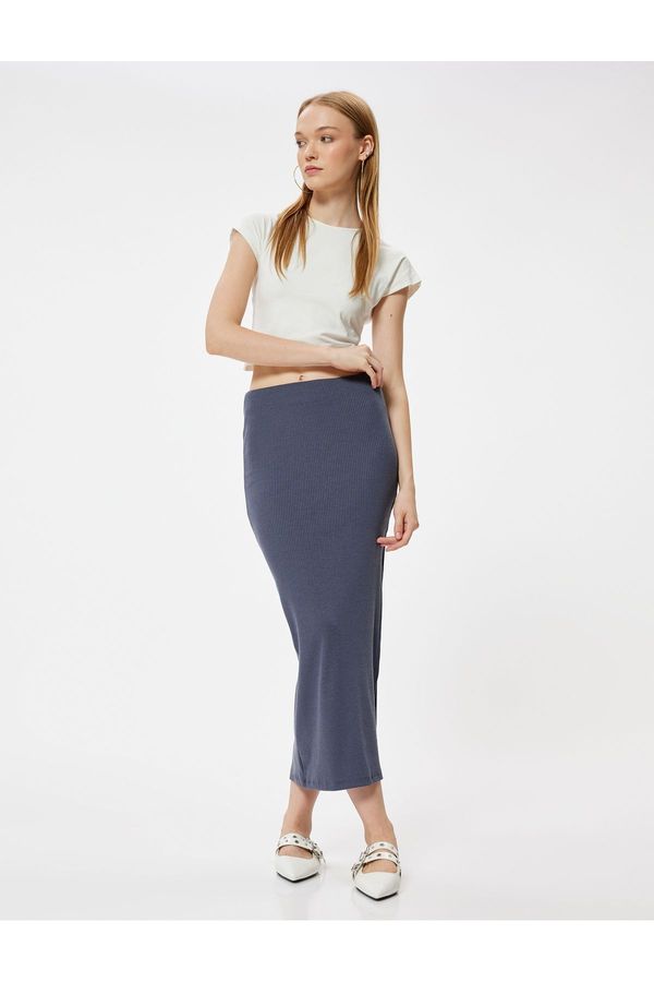 Koton Koton Midi Skirt Slit Detailed High Waist A-Line