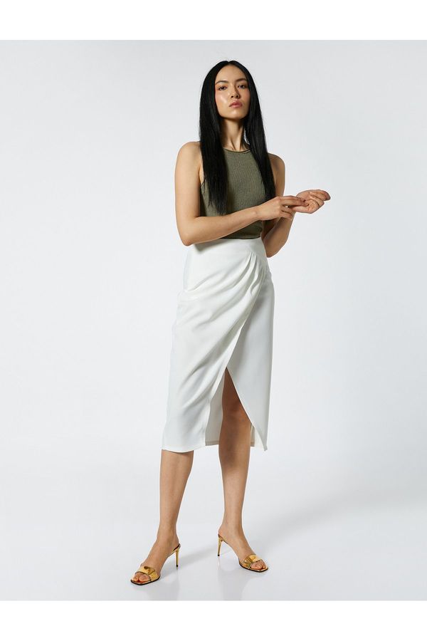 Koton Koton Midi Skirt Wrap Closure Deep Slit