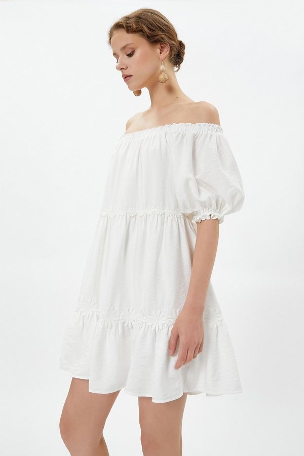 Koton Koton Mini Dress Off Shoulder Layered Daisy Detail