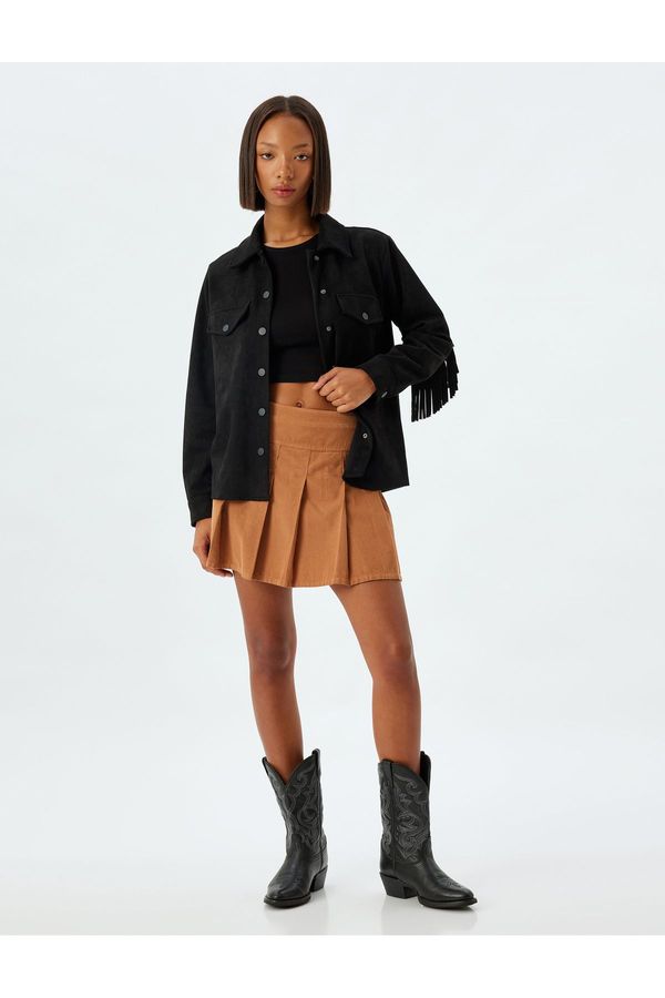 Koton Koton Mini Pleated Skirt Normal Waist Zippered