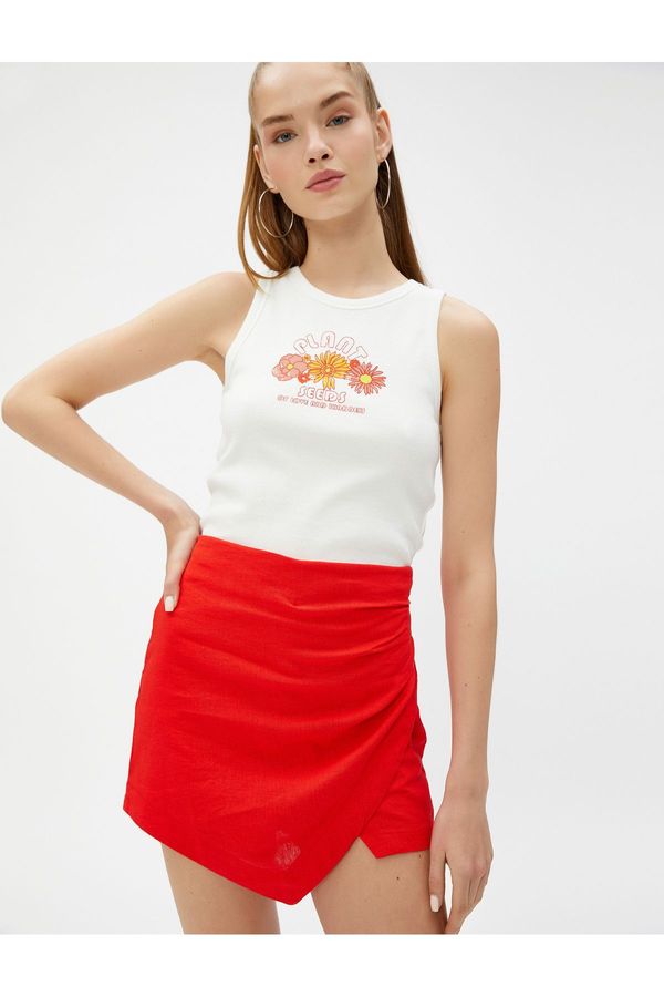 Koton Koton Mini Shorts and Skirts Draping with a Slit Linen Blend