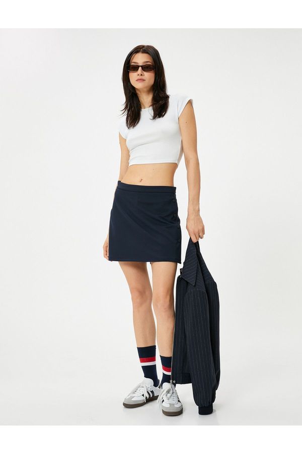 Koton Koton Mini Shorts Skirt Normal Waist Button Detailed