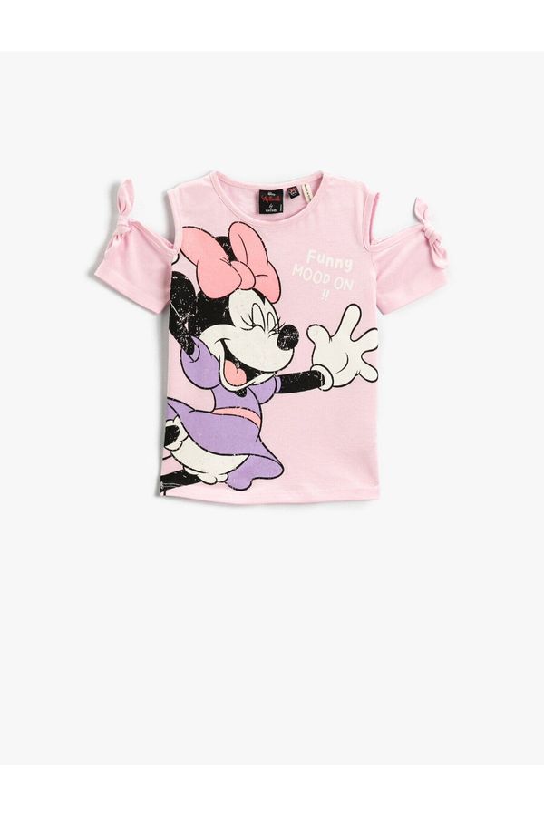 Koton Koton Minnie Mouse License Shoulder Detailed T-Shirt. Cotton