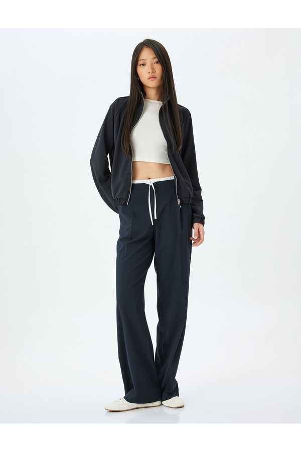 Koton Koton Modal Fabric Blend Stand Collar Pocket Zippered Bomber Seasonal Jacket