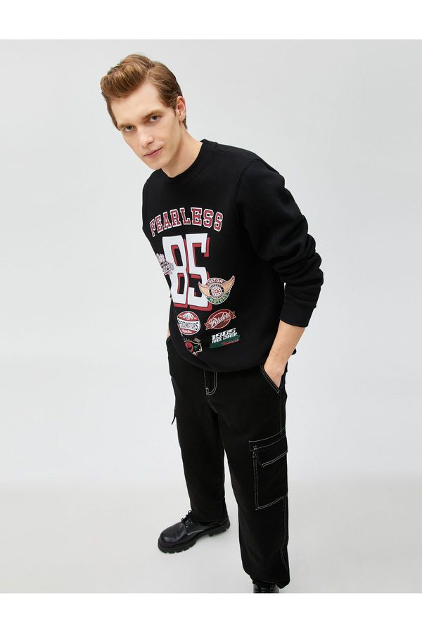 Koton Koton Motorcycle Printed Sweatshirt Long Sleeve Crew Neck