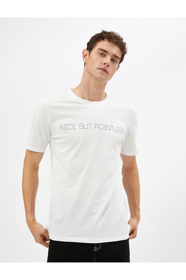 Koton Koton Motto Printed T-Shirt Crew Neck Short Sleeve Cotton