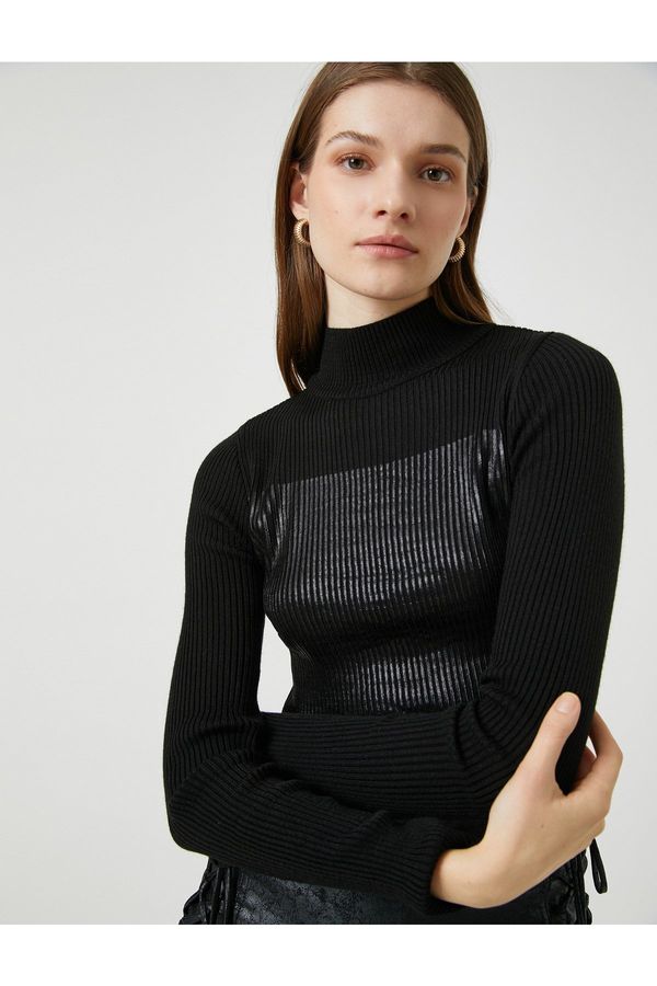 Koton Koton natisnjen rebrasti pulover Turtleneck