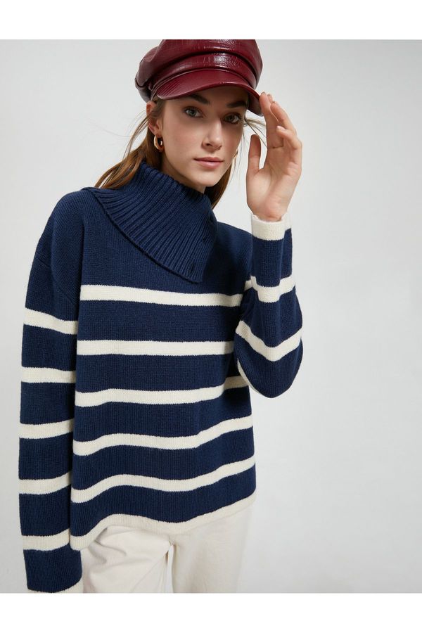 Koton Koton Neck Detailed Knitwear Sweater Relax Fit