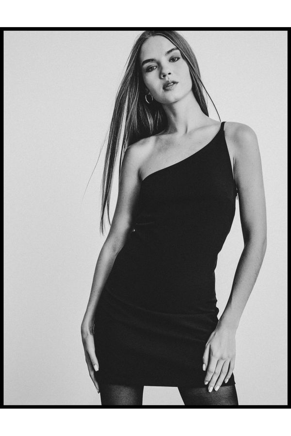 Koton Koton One Shoulder Dress Mini Slim Fit