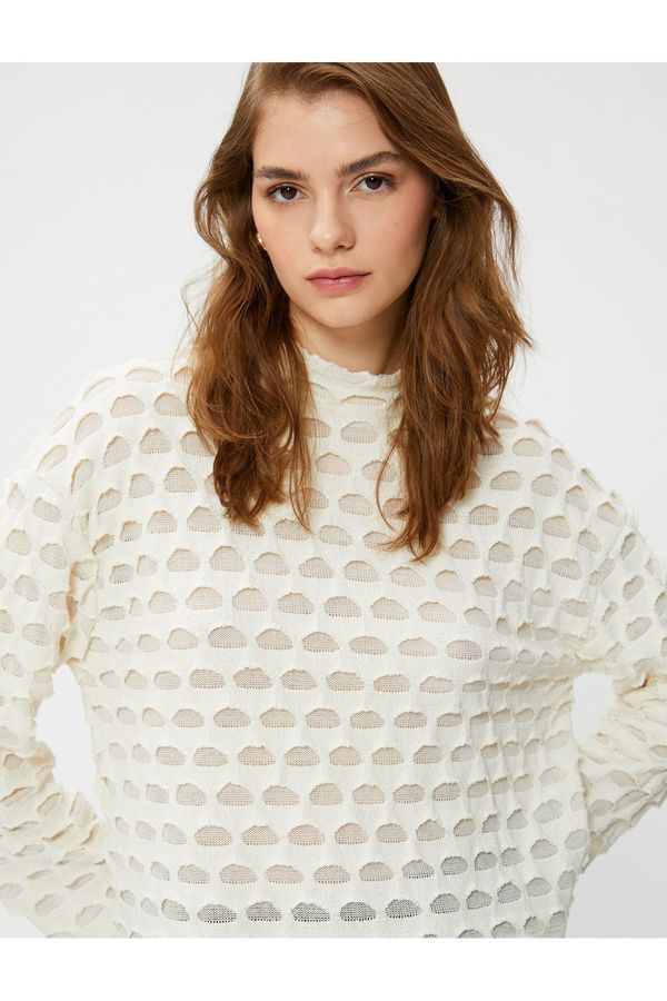 Koton Koton Openwork pulover stoječi ovratnik Relax Fit